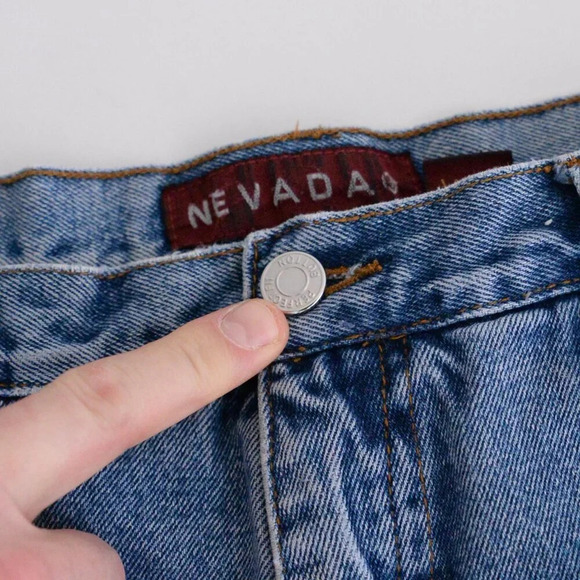 Vintage 90S Nevada Blue Light Wash 100% Cotton Straight Leg Denim Jeans Size 38 - Picture 12 of 14